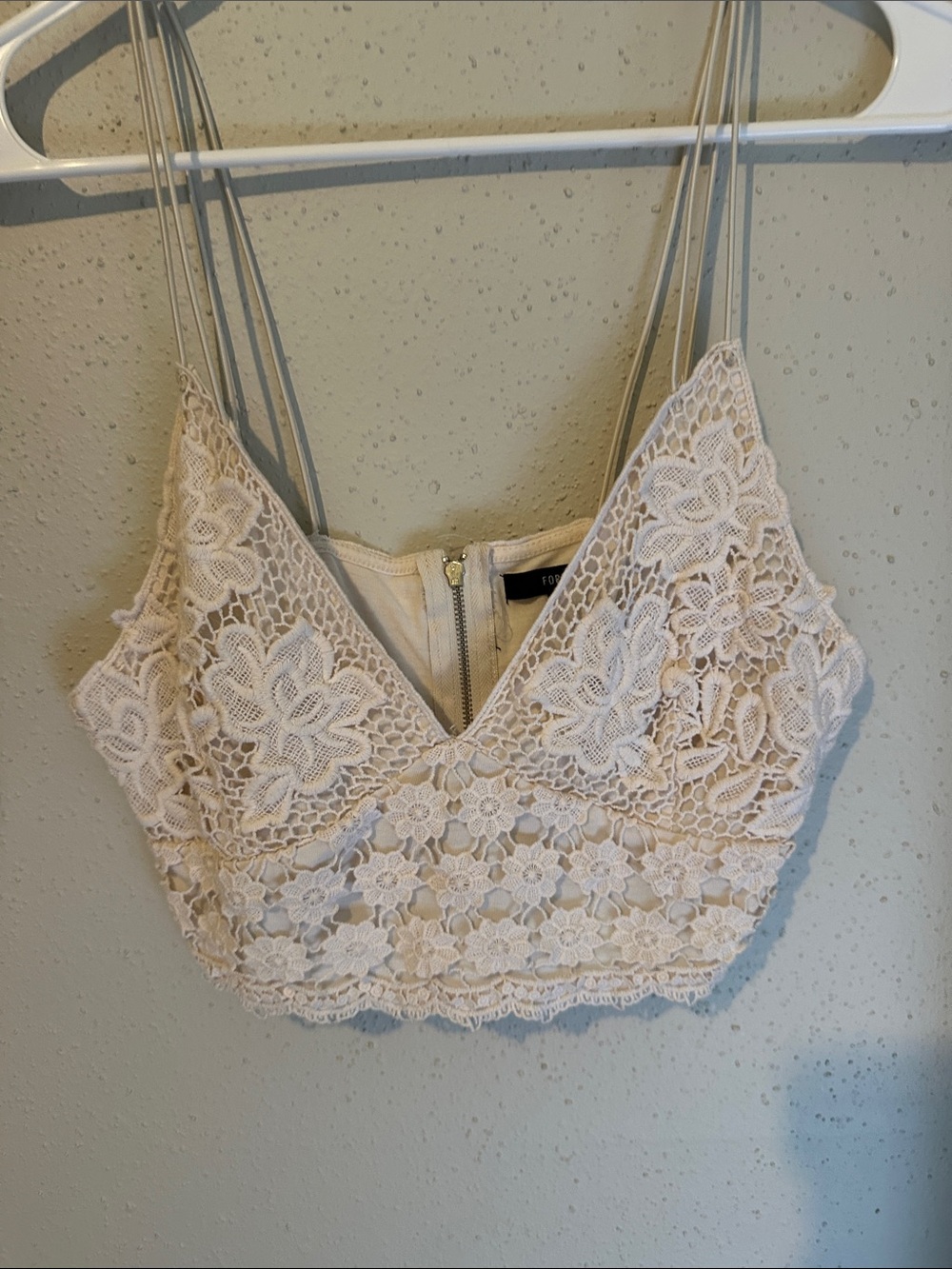 Lace Floral Crop Bralette in Cream